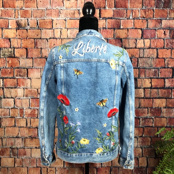 H&M Jackets & Blazers - 🌱 H&M Embroidered Liberte Garden Jean Jacket 8